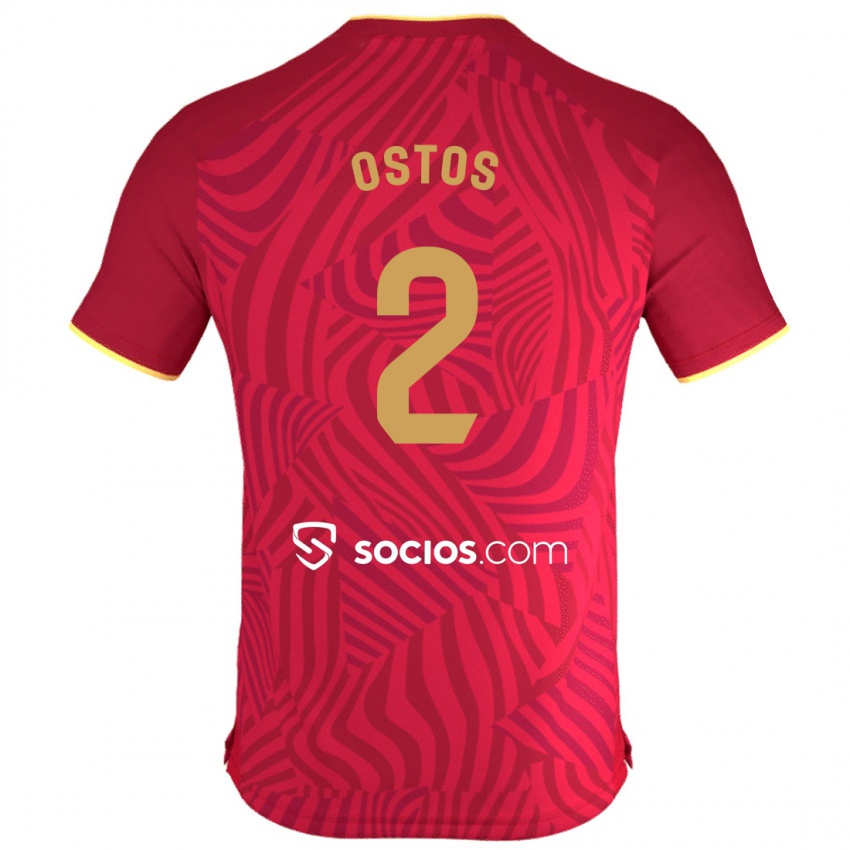 Børn Fran Ostos #2 Rød Udebane Spillertrøjer 2023/24 Trøje T-Shirt