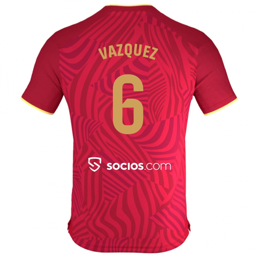 Børn Manolo Vázquez #6 Rød Udebane Spillertrøjer 2023/24 Trøje T-Shirt