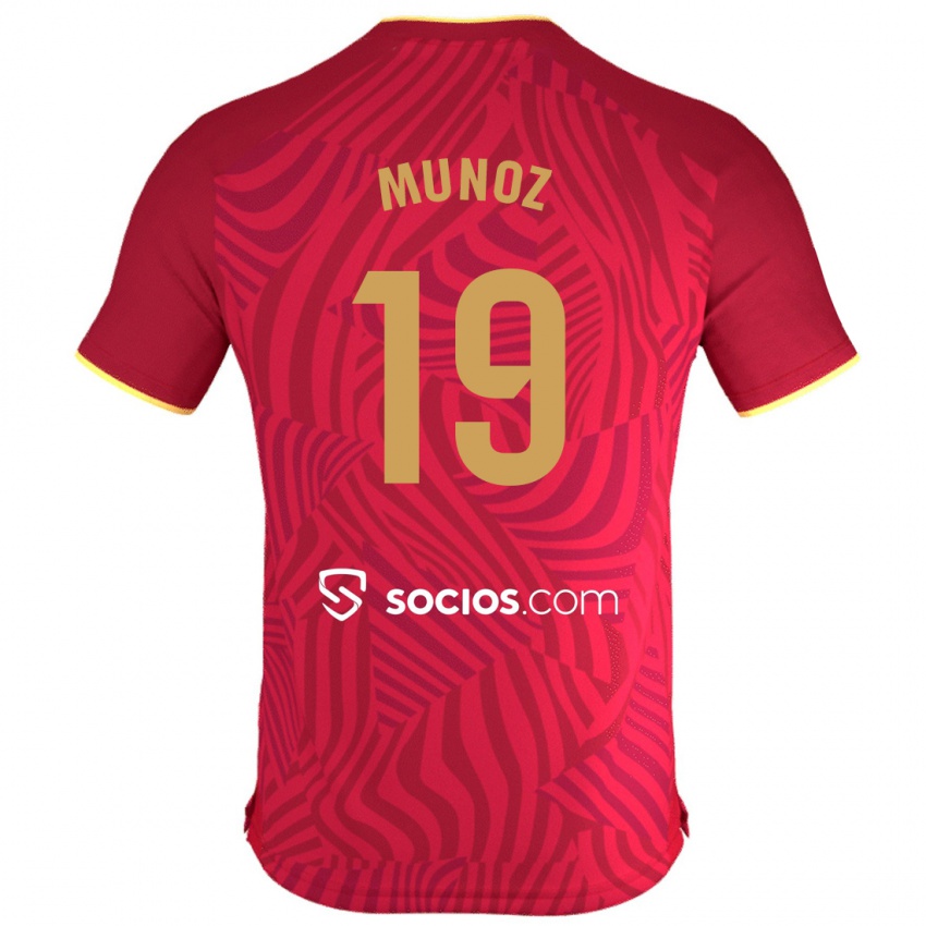 Børn Iker Muñoz #19 Rød Udebane Spillertrøjer 2023/24 Trøje T-Shirt