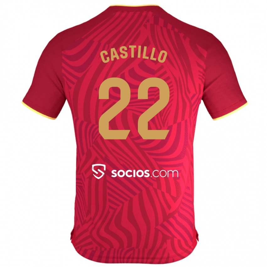 Børn José Castillo #22 Rød Udebane Spillertrøjer 2023/24 Trøje T-Shirt