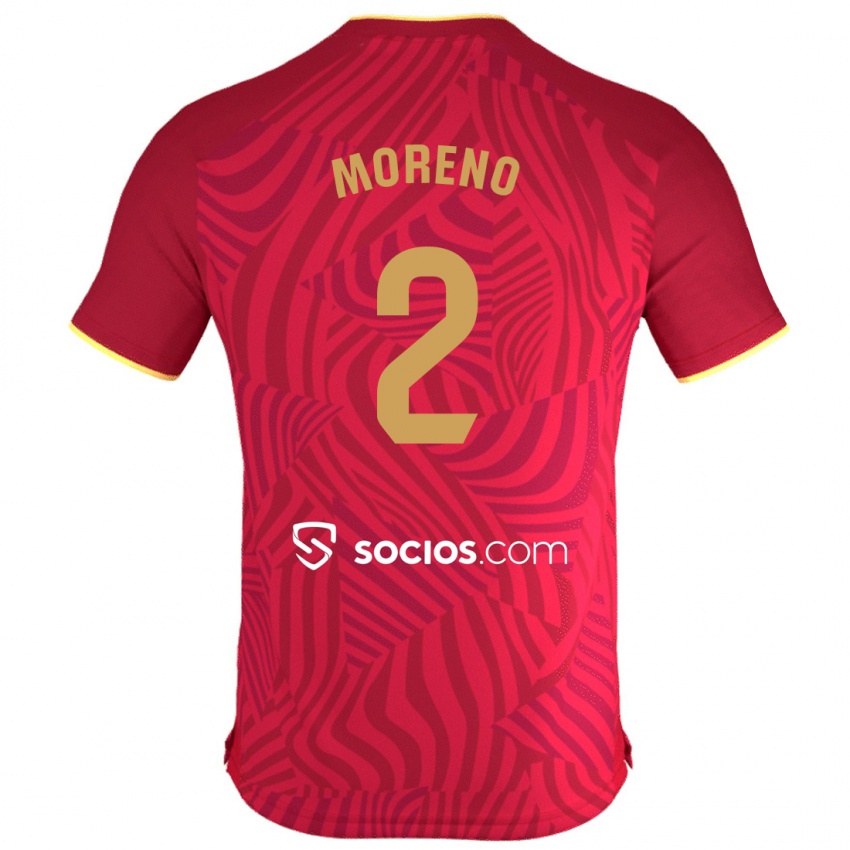 Børn Jorge Moreno #2 Rød Udebane Spillertrøjer 2023/24 Trøje T-Shirt