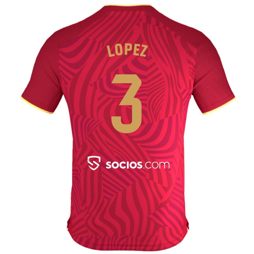 Børn David López #3 Rød Udebane Spillertrøjer 2023/24 Trøje T-Shirt
