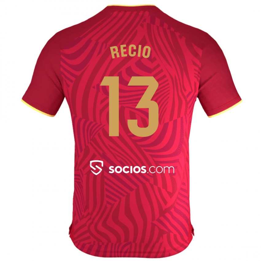 Børn Sergio Recio #13 Rød Udebane Spillertrøjer 2023/24 Trøje T-Shirt