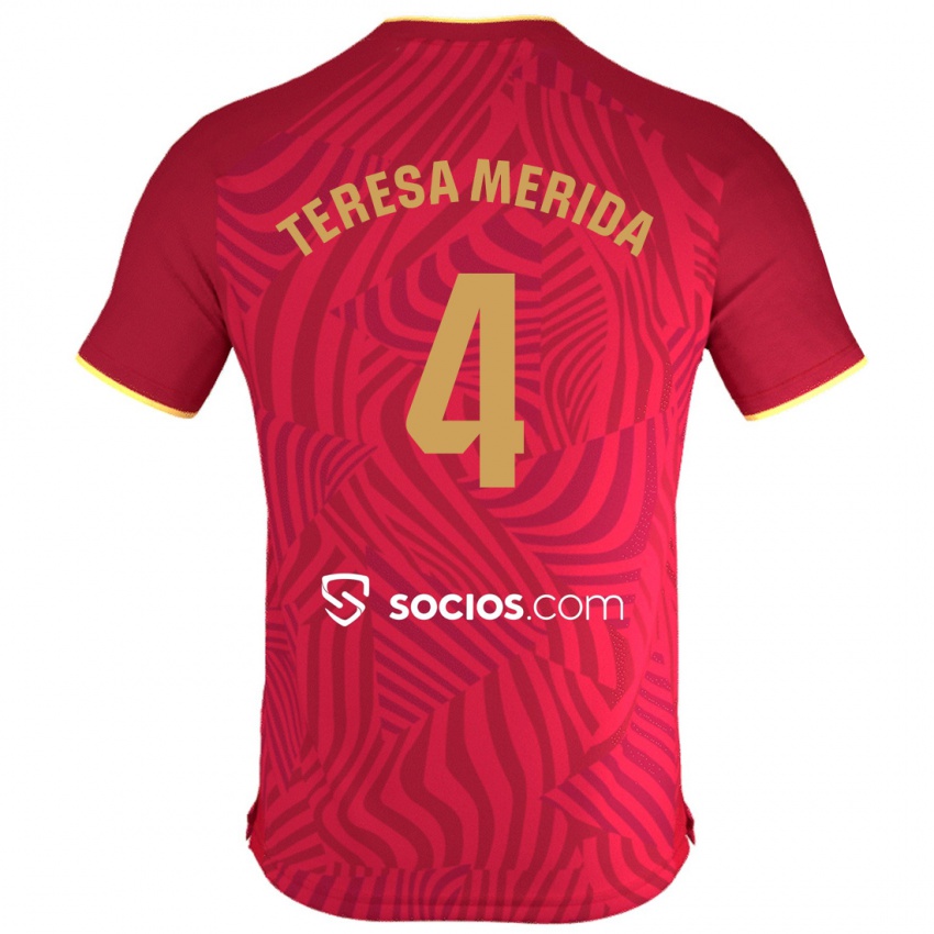 Børn Teresa Merida #4 Rød Udebane Spillertrøjer 2023/24 Trøje T-Shirt