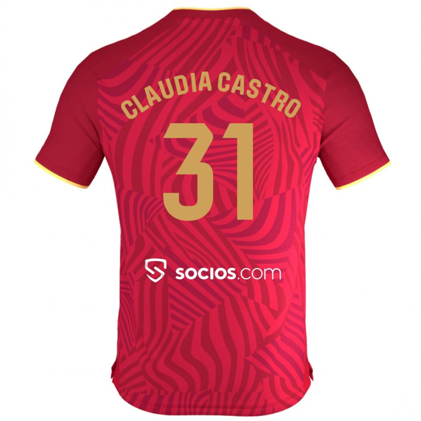 Børn Claudia Castro Romero #31 Rød Udebane Spillertrøjer 2023/24 Trøje T-Shirt