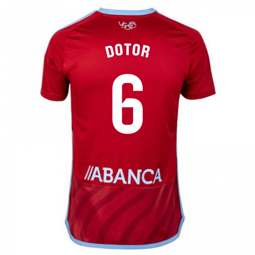 Børn Carlos Dotor #6 Rød Udebane Spillertrøjer 2023/24 Trøje T-Shirt