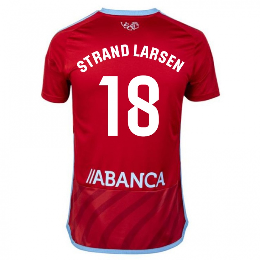 Børn Jørgen Strand Larsen #18 Rød Udebane Spillertrøjer 2023/24 Trøje T-Shirt