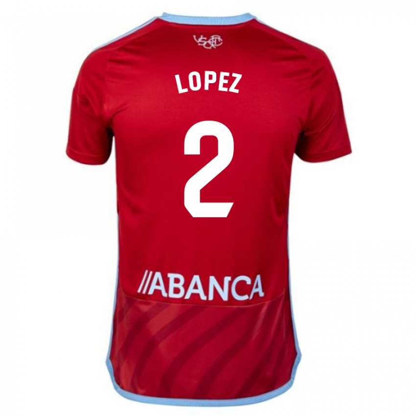 Børn Iván López #2 Rød Udebane Spillertrøjer 2023/24 Trøje T-Shirt