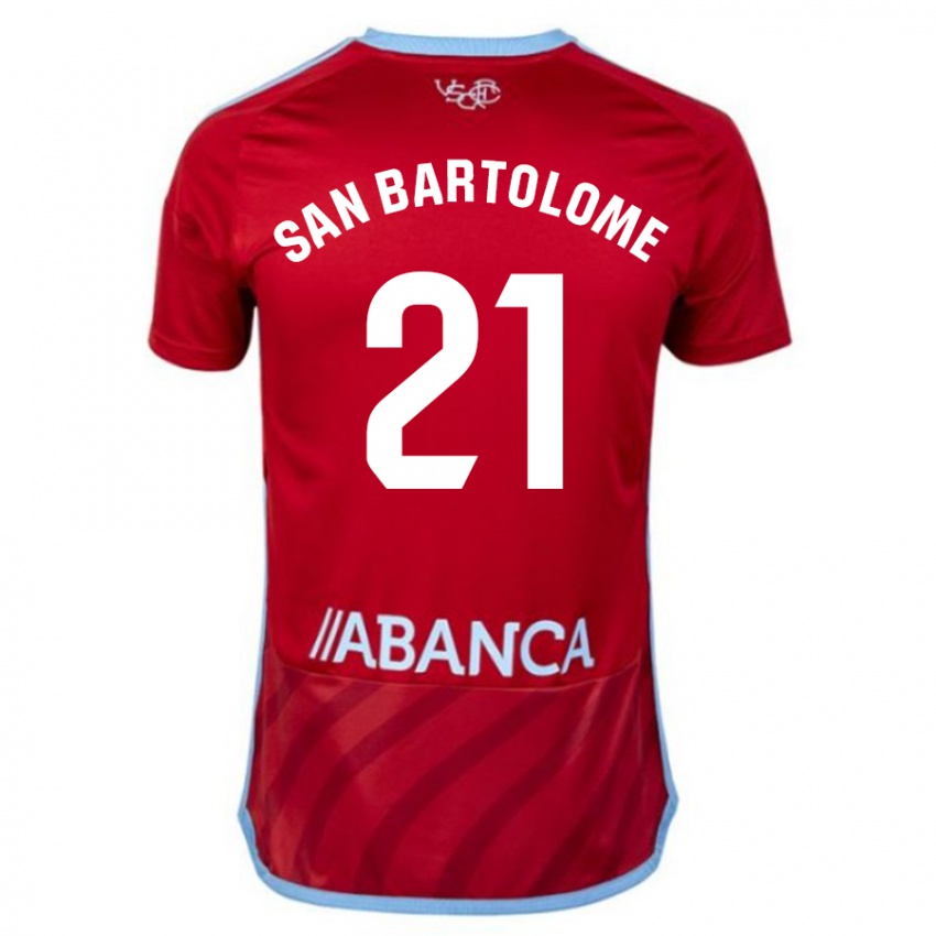 Børn Víctor San Bartolomé #21 Rød Udebane Spillertrøjer 2023/24 Trøje T-Shirt
