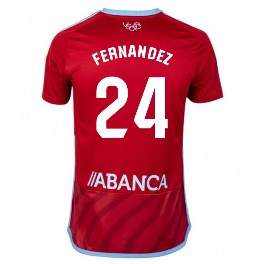Børn César Fernández #24 Rød Udebane Spillertrøjer 2023/24 Trøje T-Shirt