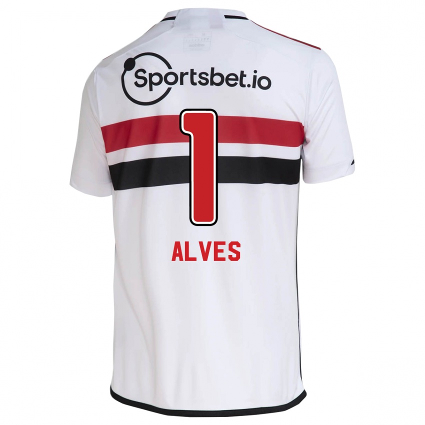 Mænd Felipe Alves #1 Hvid Hjemmebane Spillertrøjer 2023/24 Trøje T-Shirt