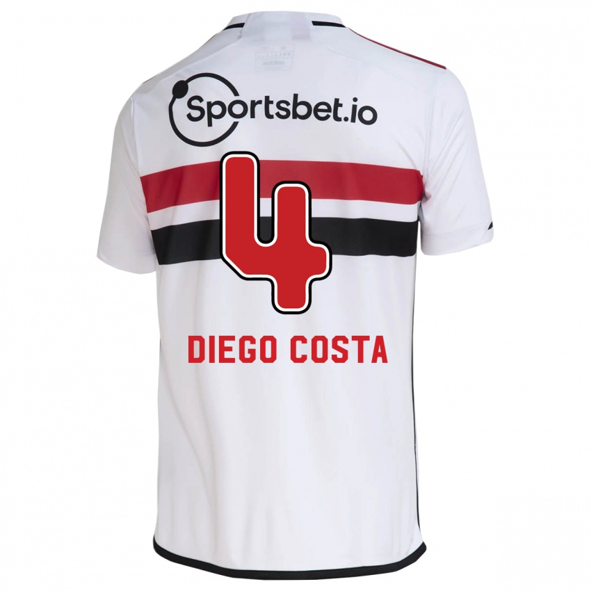Mænd Diego Costa #4 Hvid Hjemmebane Spillertrøjer 2023/24 Trøje T-Shirt