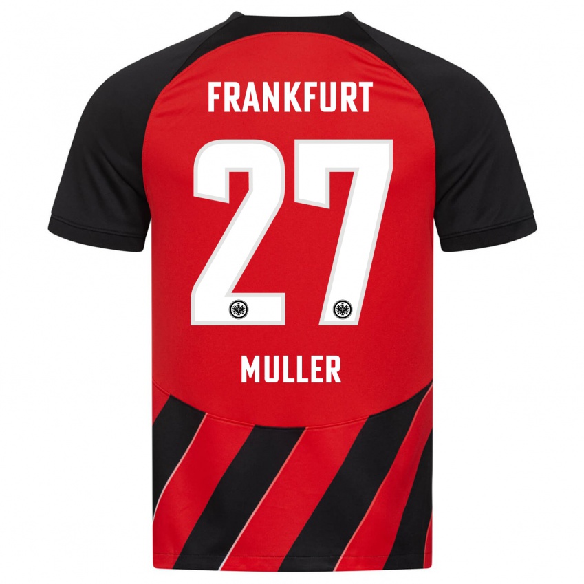 Mænd Mark Müller #27 Rød Sort Hjemmebane Spillertrøjer 2023/24 Trøje T-Shirt
