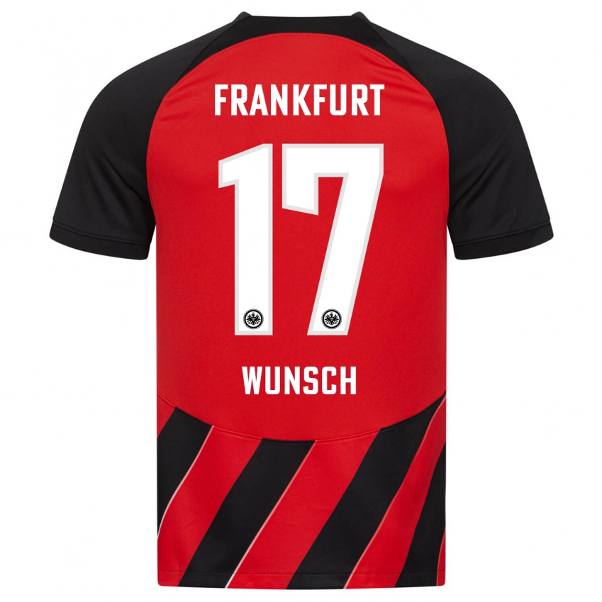 Mænd Paul Wünsch #17 Rød Sort Hjemmebane Spillertrøjer 2023/24 Trøje T-Shirt