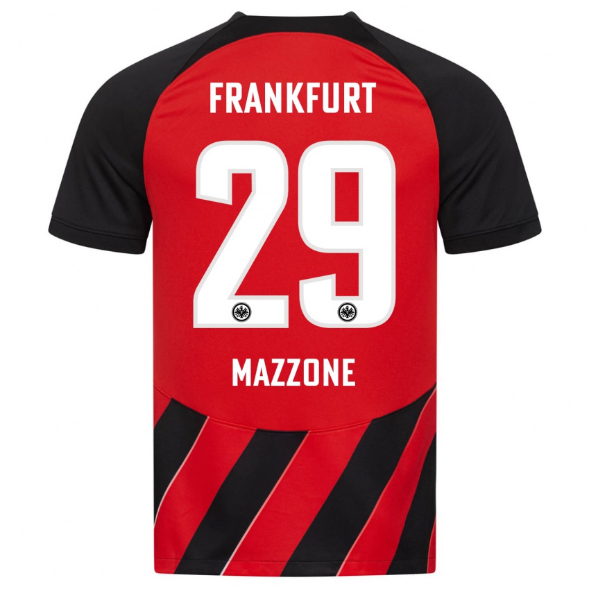 Mænd Matteo Mazzone #29 Rød Sort Hjemmebane Spillertrøjer 2023/24 Trøje T-Shirt