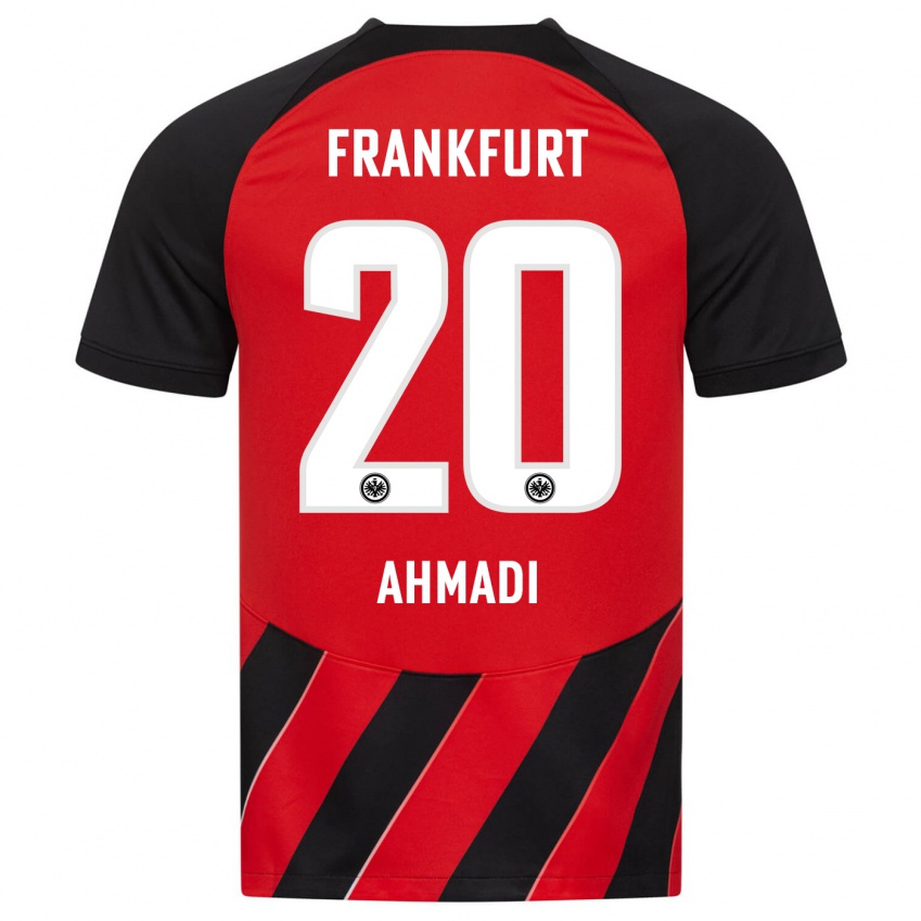 Mænd Shayan Ahmadi #20 Rød Sort Hjemmebane Spillertrøjer 2023/24 Trøje T-Shirt