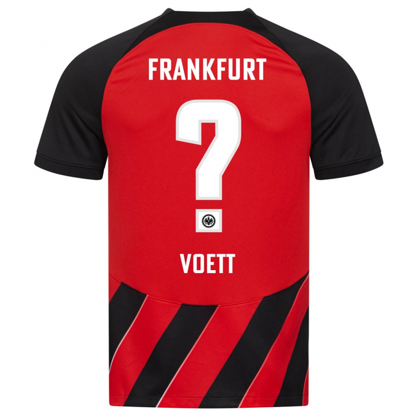 Mænd Johannes Voett #0 Rød Sort Hjemmebane Spillertrøjer 2023/24 Trøje T-Shirt