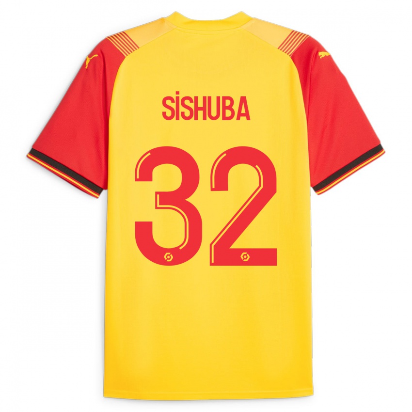Mænd Ayanda Sishuba #32 Gul Hjemmebane Spillertrøjer 2023/24 Trøje T-Shirt