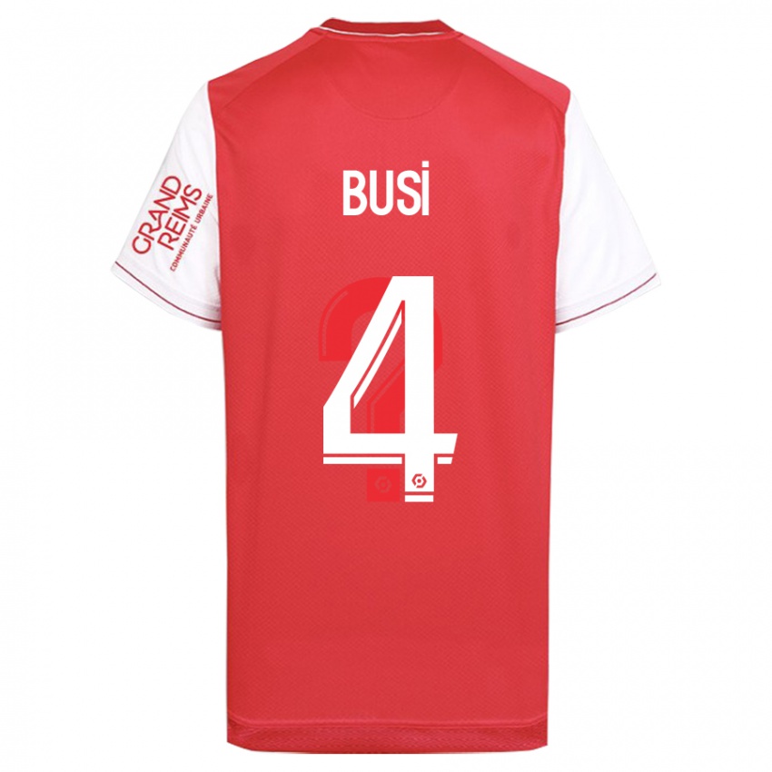 Mænd Maxime Busi #4 Rød Hjemmebane Spillertrøjer 2023/24 Trøje T-Shirt
