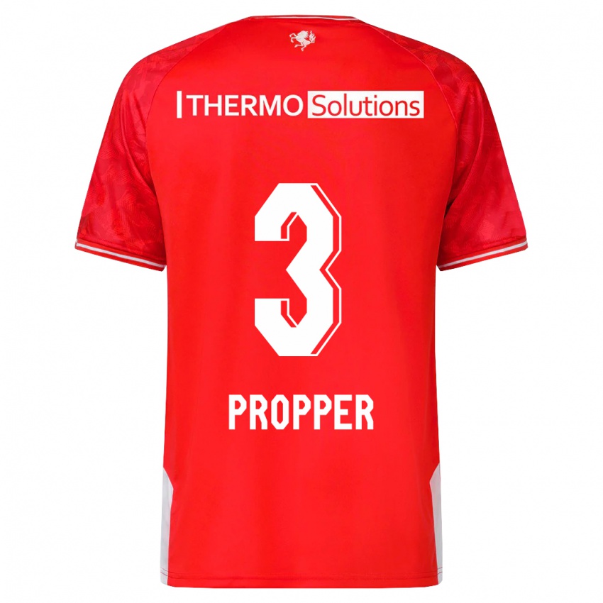 Mænd Robin Pröpper #3 Rød Hjemmebane Spillertrøjer 2023/24 Trøje T-Shirt