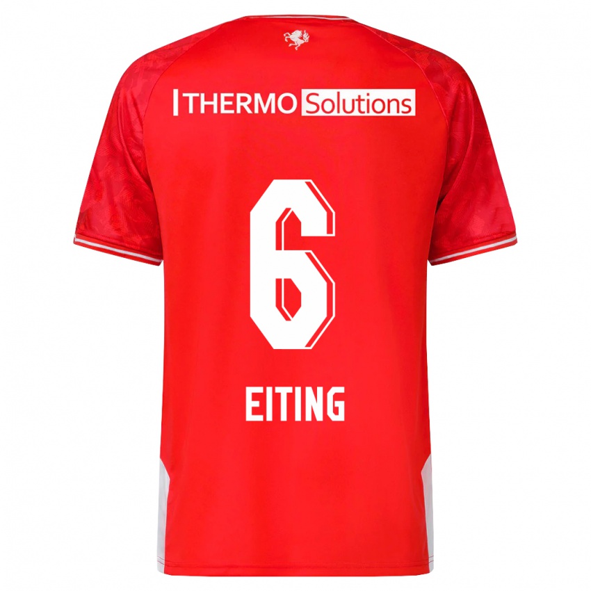 Mænd Carel Eiting #6 Rød Hjemmebane Spillertrøjer 2023/24 Trøje T-Shirt