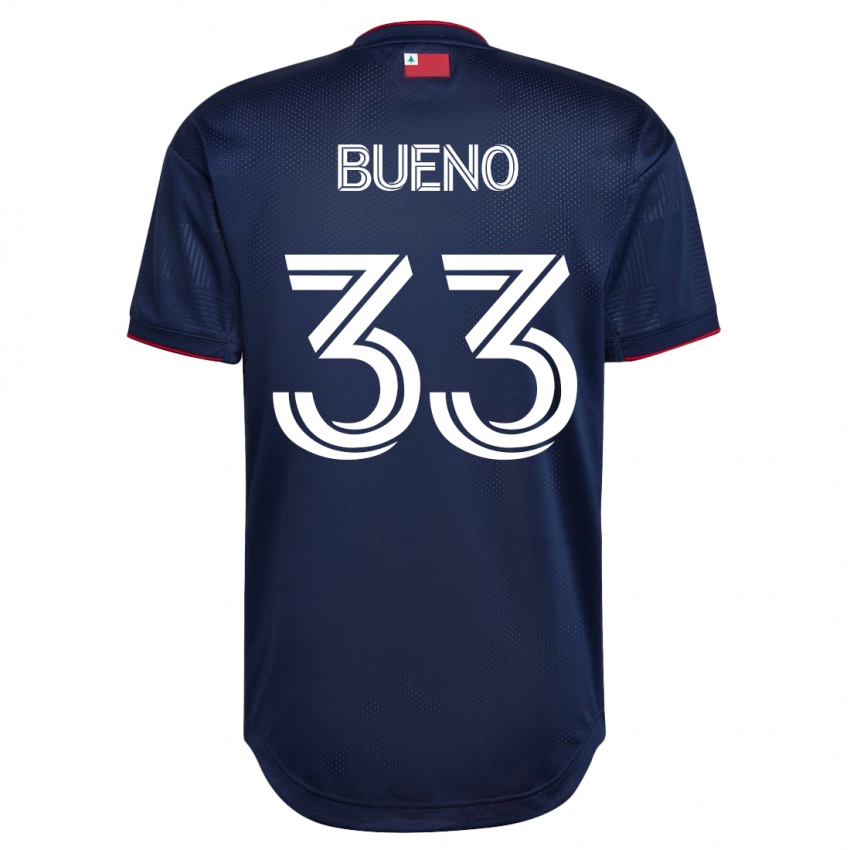 Mænd Brandonn Bueno #33 Flåde Hjemmebane Spillertrøjer 2023/24 Trøje T-Shirt