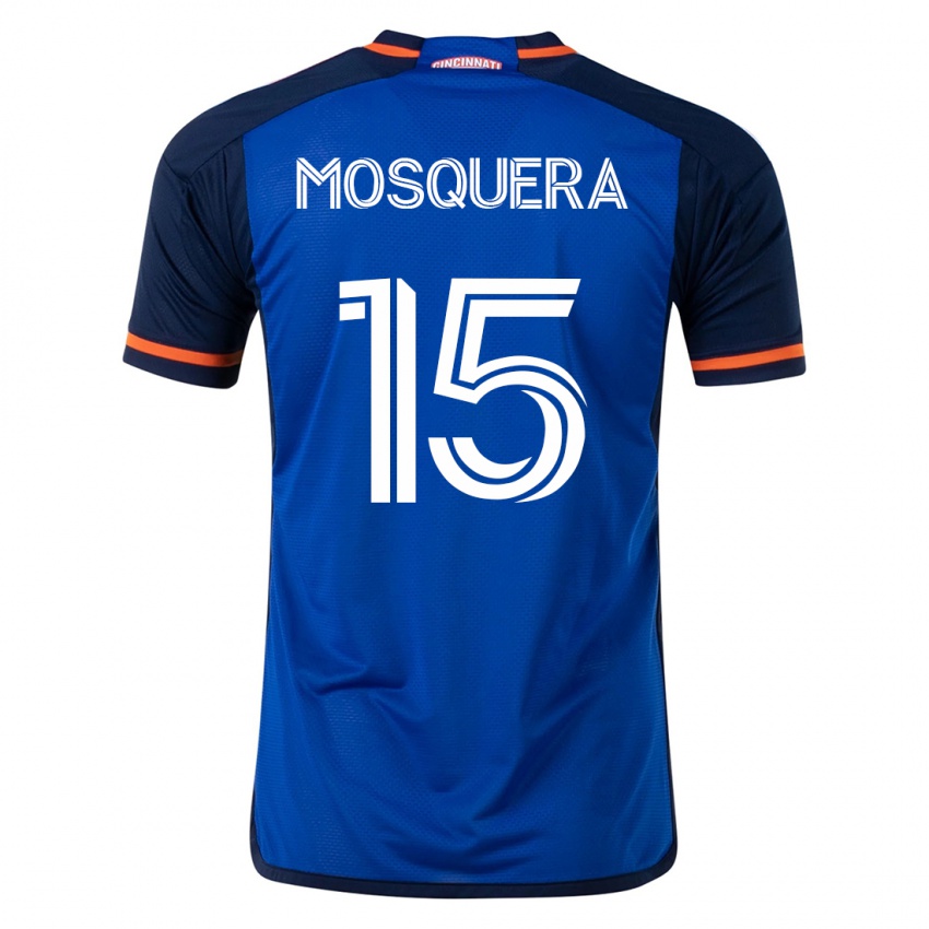 Mænd Yerson Mosquera #15 Blå Hjemmebane Spillertrøjer 2023/24 Trøje T-Shirt