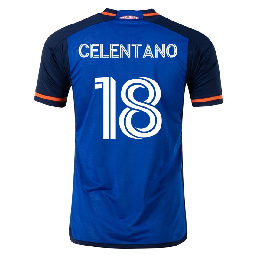 Mænd Roman Celentano #18 Blå Hjemmebane Spillertrøjer 2023/24 Trøje T-Shirt