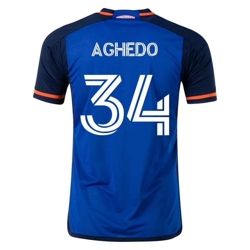 Mænd London Aghedo #34 Blå Hjemmebane Spillertrøjer 2023/24 Trøje T-Shirt