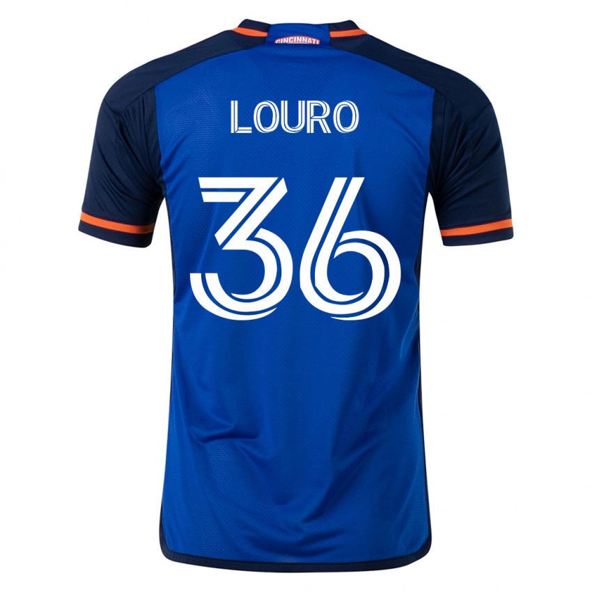 Mænd Evan Louro #36 Blå Hjemmebane Spillertrøjer 2023/24 Trøje T-Shirt