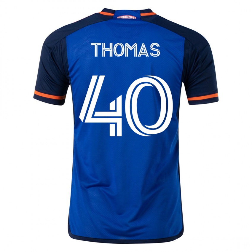 Mænd Kai Thomas #40 Blå Hjemmebane Spillertrøjer 2023/24 Trøje T-Shirt