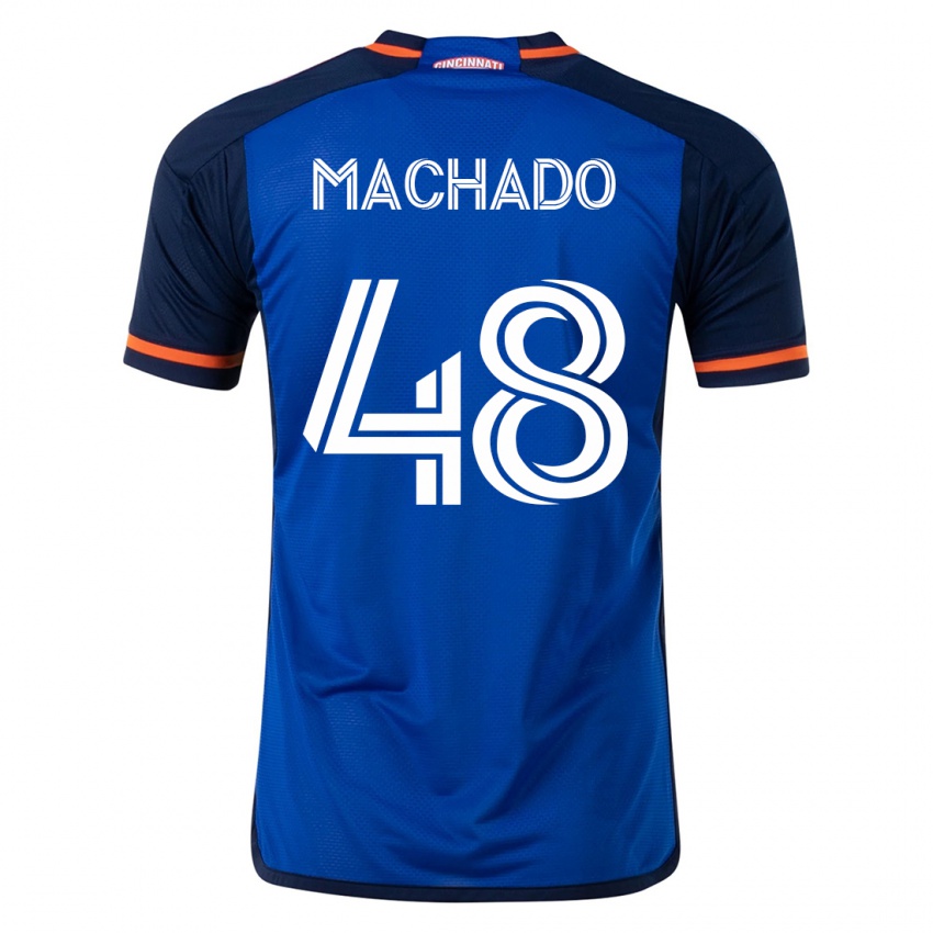 Mænd Juan Machado #48 Blå Hjemmebane Spillertrøjer 2023/24 Trøje T-Shirt