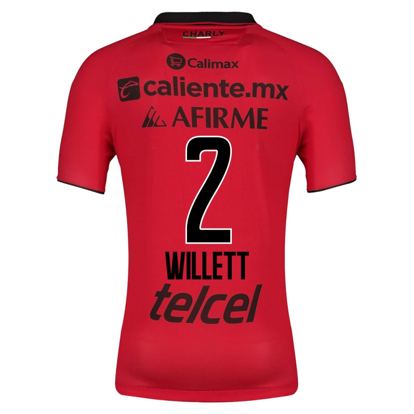Mænd Adyson Willett #2 Rød Hjemmebane Spillertrøjer 2023/24 Trøje T-Shirt