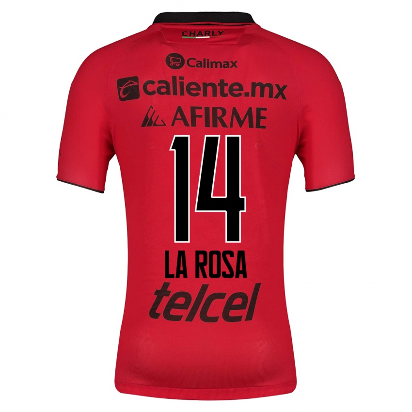 Mænd Joselyn De La Rosa #14 Rød Hjemmebane Spillertrøjer 2023/24 Trøje T-Shirt