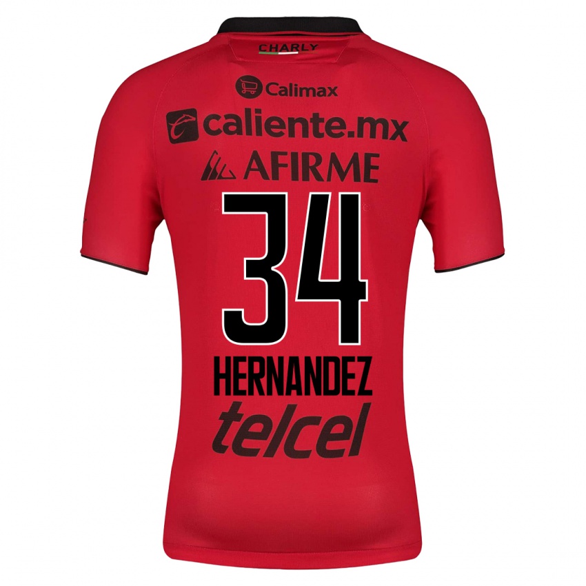 Mænd Kimberly Hernandez #34 Rød Hjemmebane Spillertrøjer 2023/24 Trøje T-Shirt