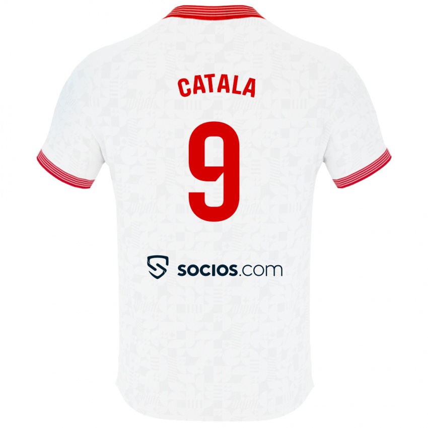 Mænd Rubén Catalá #9 Hvid Hjemmebane Spillertrøjer 2023/24 Trøje T-Shirt