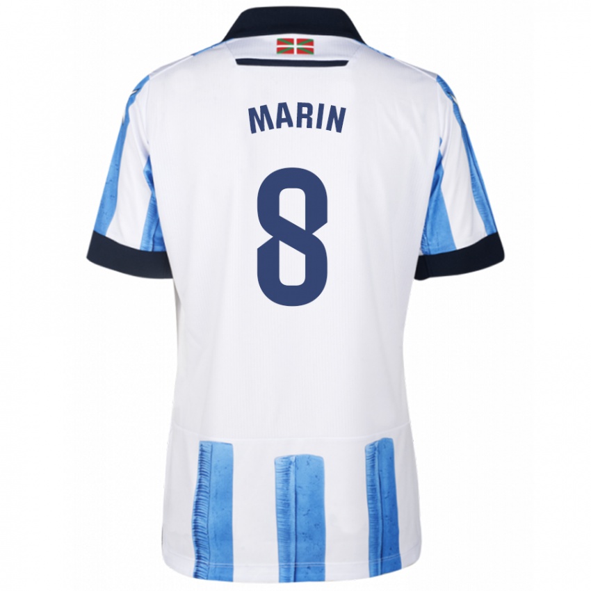 Mænd Pablo Marín #8 Blå Hvid Hjemmebane Spillertrøjer 2023/24 Trøje T-Shirt