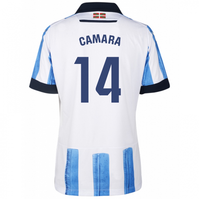 Mænd Ibra Cámara #14 Blå Hvid Hjemmebane Spillertrøjer 2023/24 Trøje T-Shirt