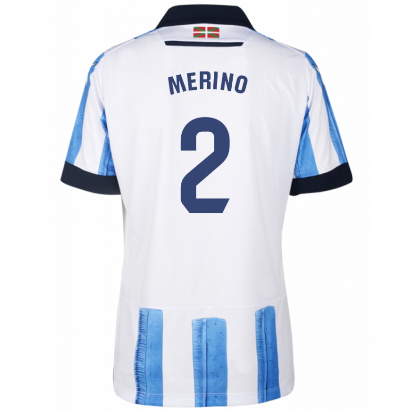 Mænd Jon Merino #2 Blå Hvid Hjemmebane Spillertrøjer 2023/24 Trøje T-Shirt