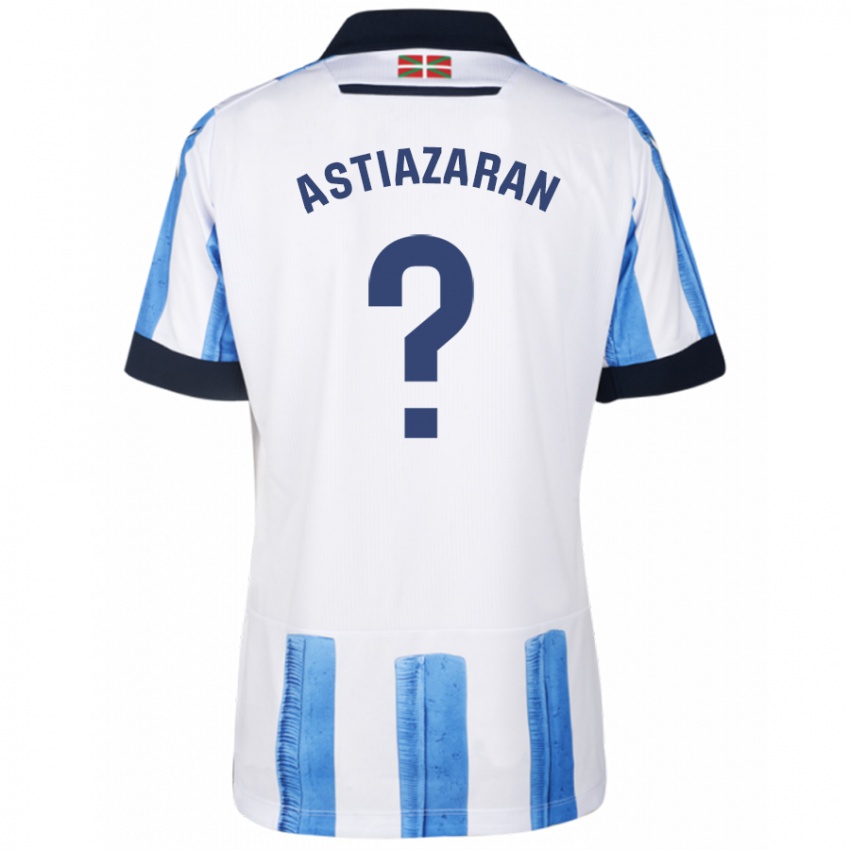 Mænd Lander Astiazaran #0 Blå Hvid Hjemmebane Spillertrøjer 2023/24 Trøje T-Shirt