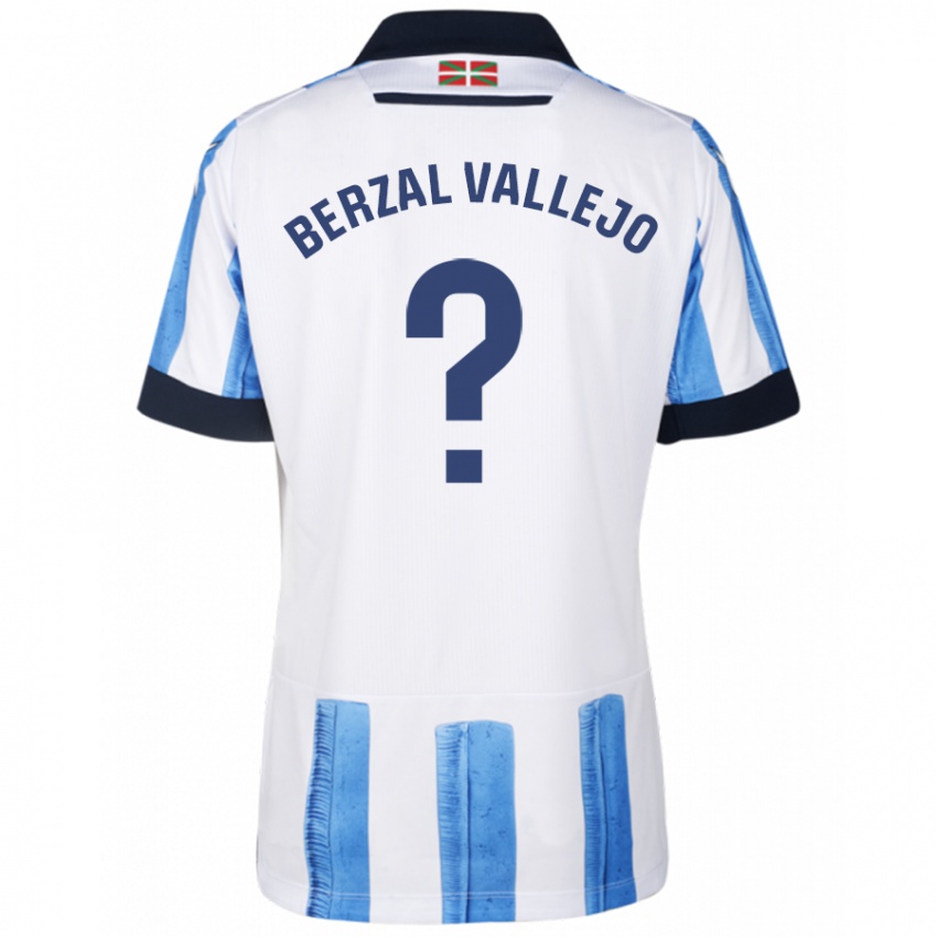 Mænd Asier Berzal Vallejo #0 Blå Hvid Hjemmebane Spillertrøjer 2023/24 Trøje T-Shirt