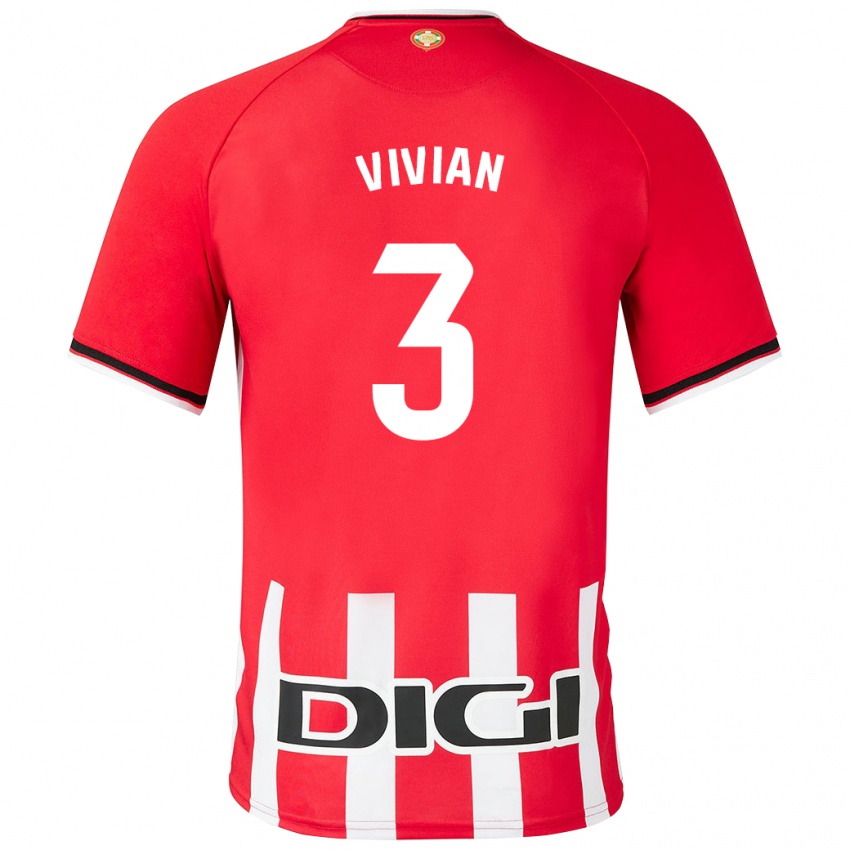 Mænd Dani Vivian #3 Rød Hjemmebane Spillertrøjer 2023/24 Trøje T-Shirt
