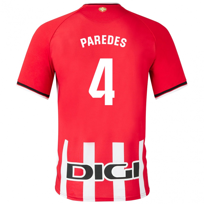 Mænd Aitor Paredes #4 Rød Hjemmebane Spillertrøjer 2023/24 Trøje T-Shirt
