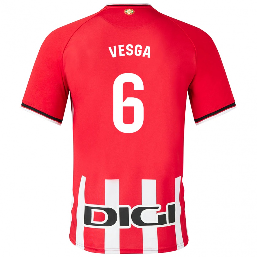 Mænd Mikel Vesga #6 Rød Hjemmebane Spillertrøjer 2023/24 Trøje T-Shirt