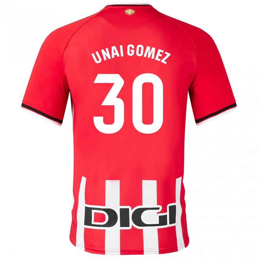 Mænd Unai Gómez #30 Rød Hjemmebane Spillertrøjer 2023/24 Trøje T-Shirt