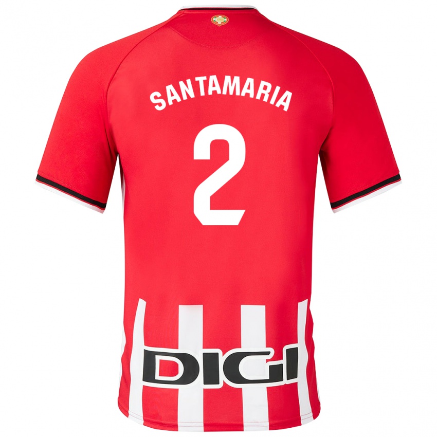 Mænd Unai Santamaría #2 Rød Hjemmebane Spillertrøjer 2023/24 Trøje T-Shirt