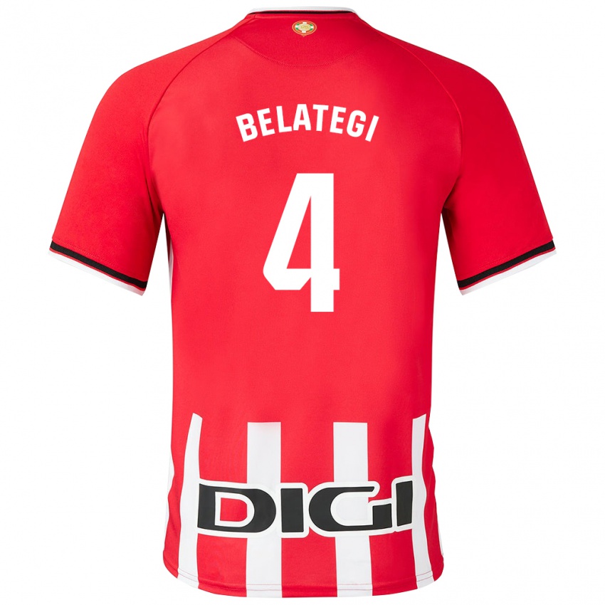 Mænd Danel Belategi #4 Rød Hjemmebane Spillertrøjer 2023/24 Trøje T-Shirt