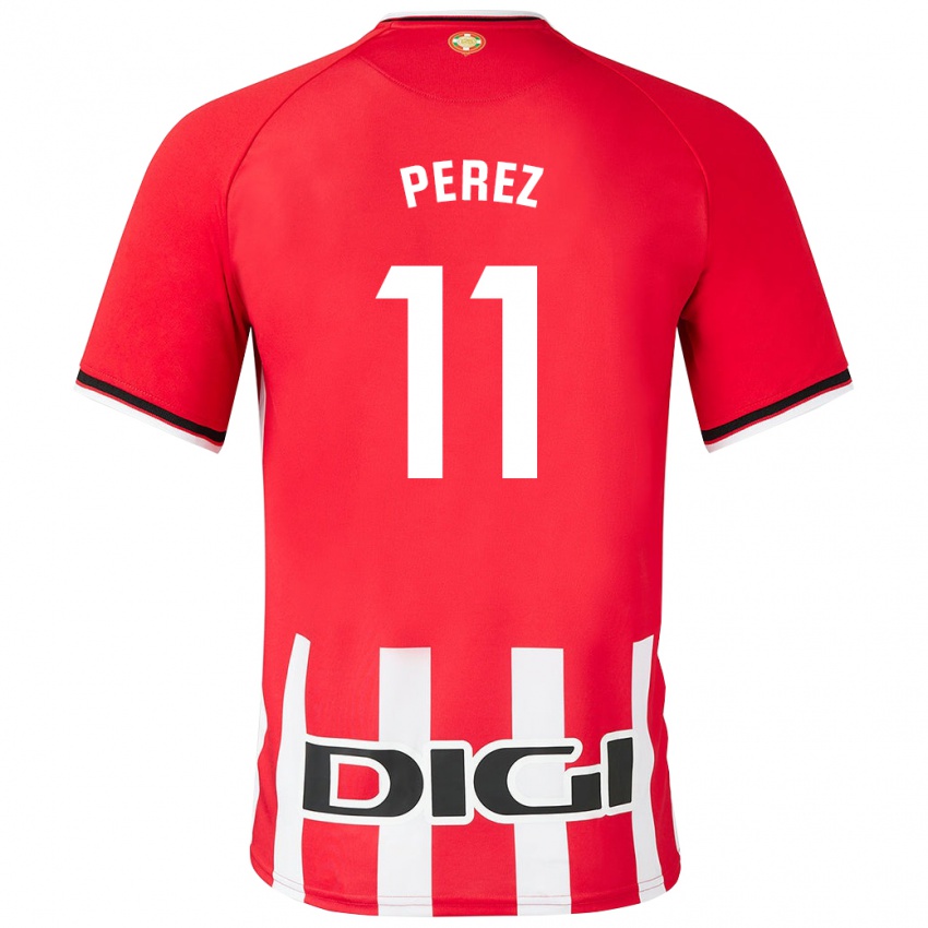 Mænd Adrián Pérez #11 Rød Hjemmebane Spillertrøjer 2023/24 Trøje T-Shirt