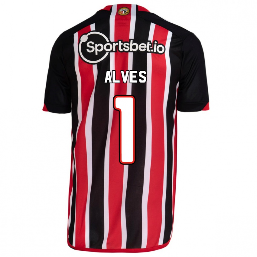 Mænd Felipe Alves #1 Blå Rød Udebane Spillertrøjer 2023/24 Trøje T-Shirt