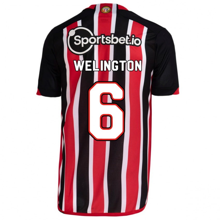 Mænd Welington #6 Blå Rød Udebane Spillertrøjer 2023/24 Trøje T-Shirt